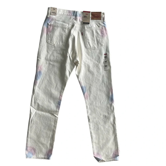 Levi’s 501 Cotton Straight Leg High Rise Beige Tie-Dye Button Fly Jeans … - Picture 5 of 14